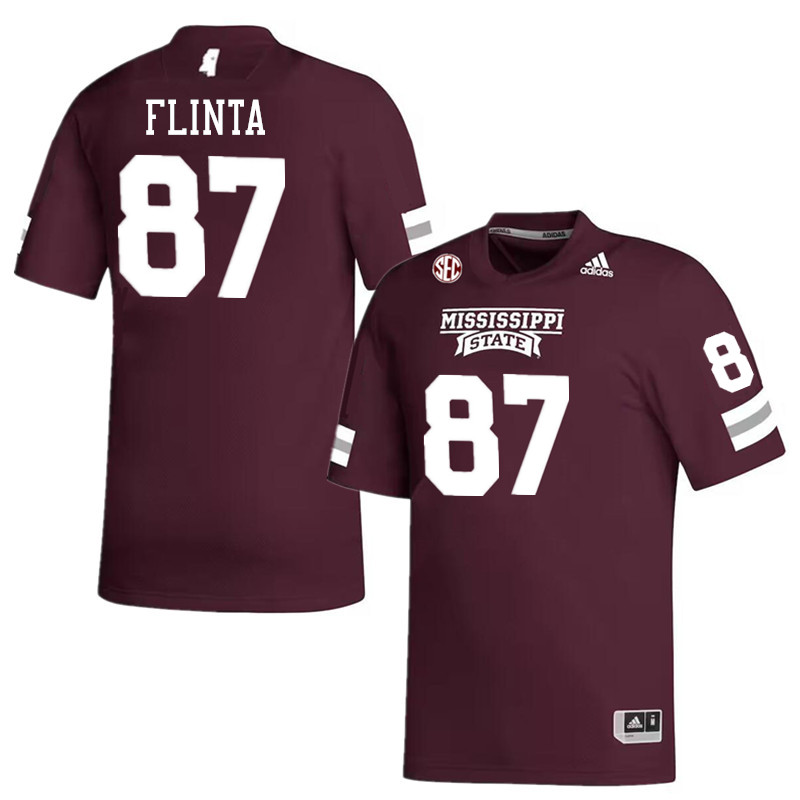 Men #87 Logan Flinta Mississippi State Bulldogs College Football Jerseys Stitched-Maroon